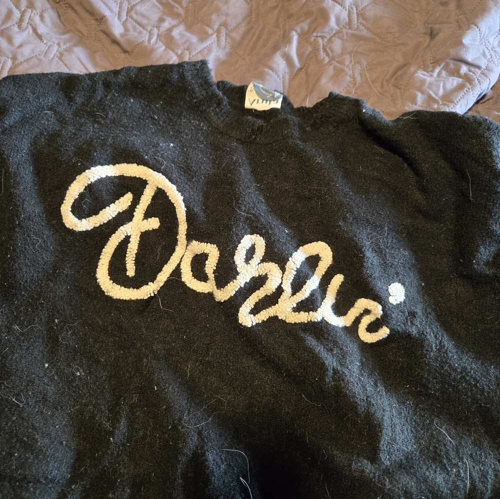 ARULA Black Sweater with White Script
